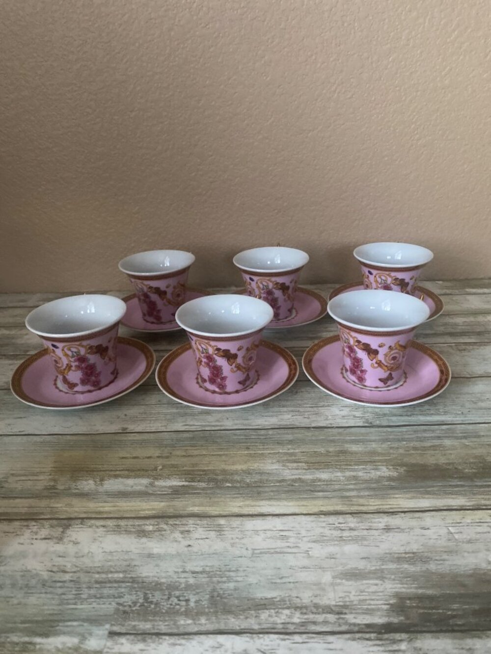 Aramco Imports Rutherford Le Jardin Italy 12Pc Espresso Cup Saucer Set w/Box Vtg - Picture 13 of 16